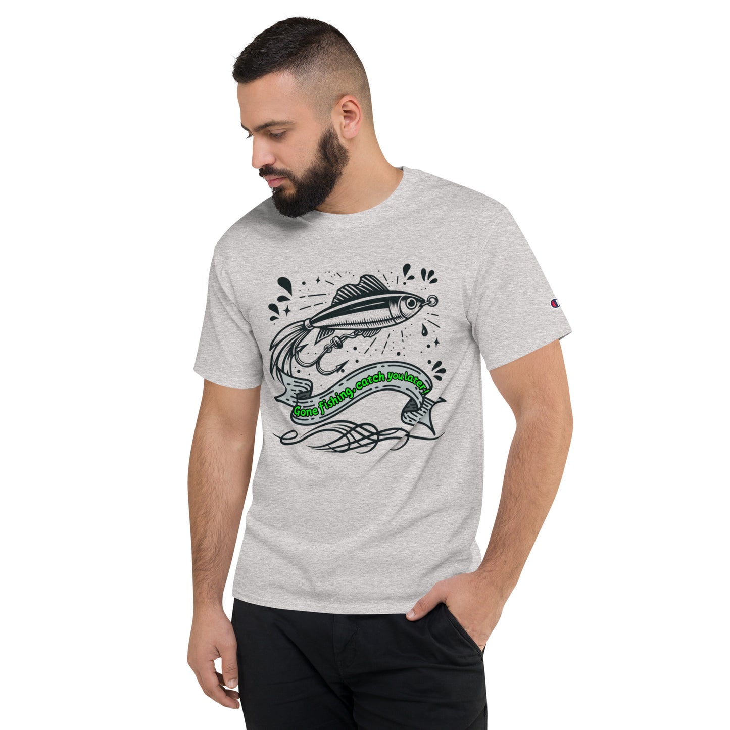 Fishing, Fishing Dad, Tattoo, Kawaii, Champion T-Shirt