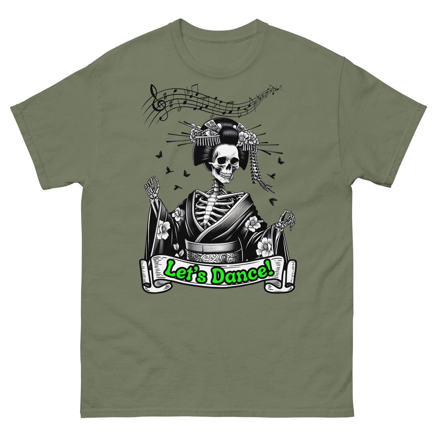 Japanese Dancing Skeleton,  Let's Dance, 100% cotton shirt, classic tee