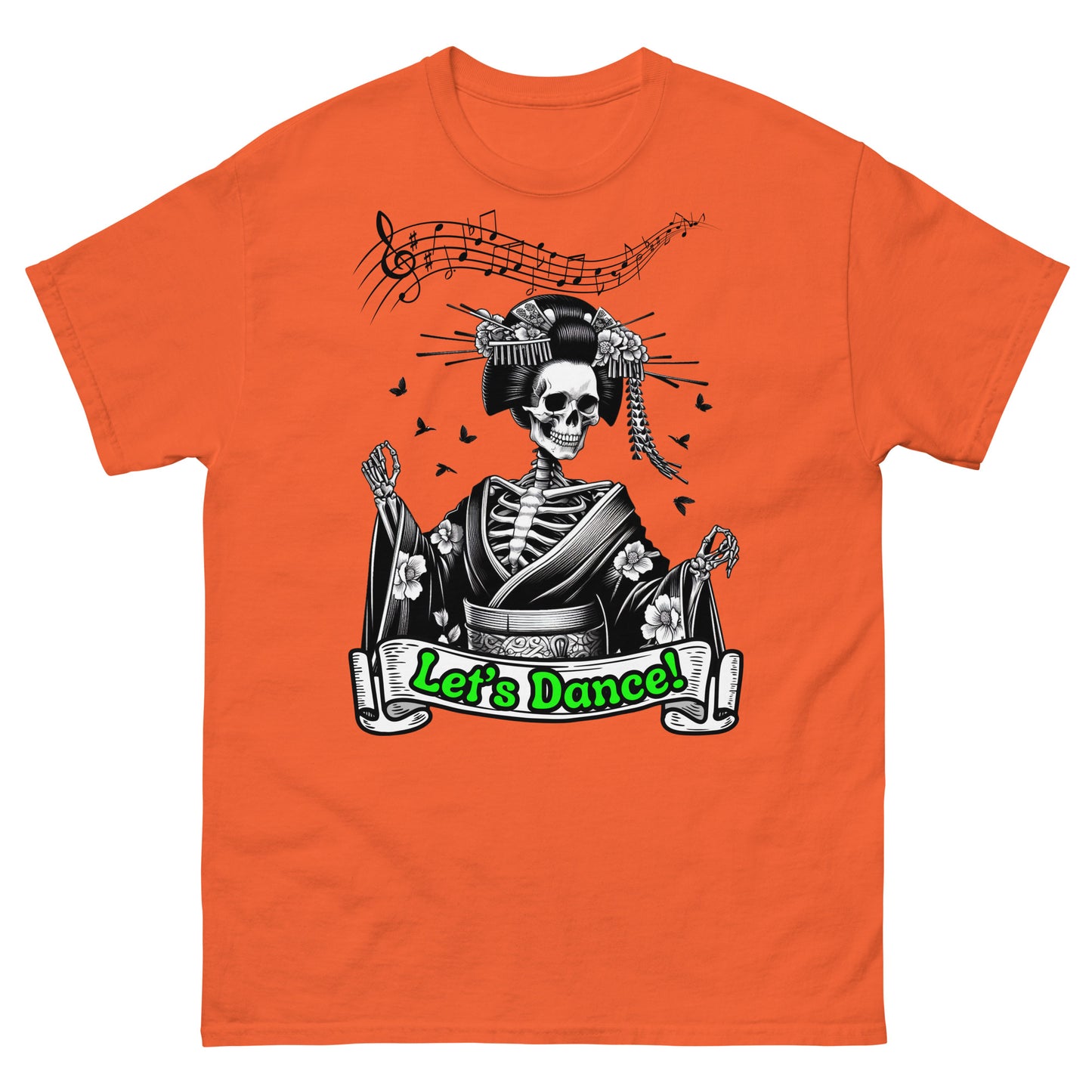Japanese Dancing Skeleton,  Let's Dance, 100% cotton shirt, classic tee