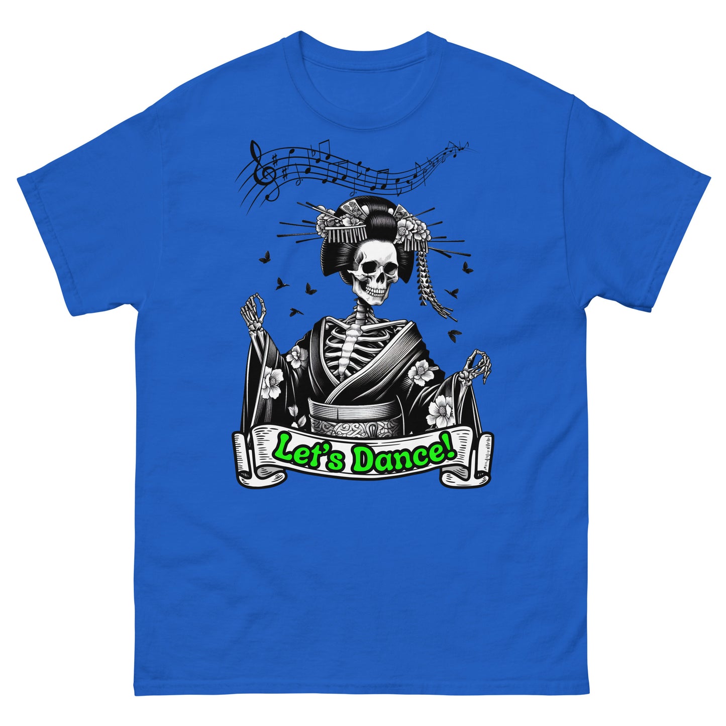 Japanese Dancing Skeleton,  Let's Dance, 100% cotton shirt, classic tee