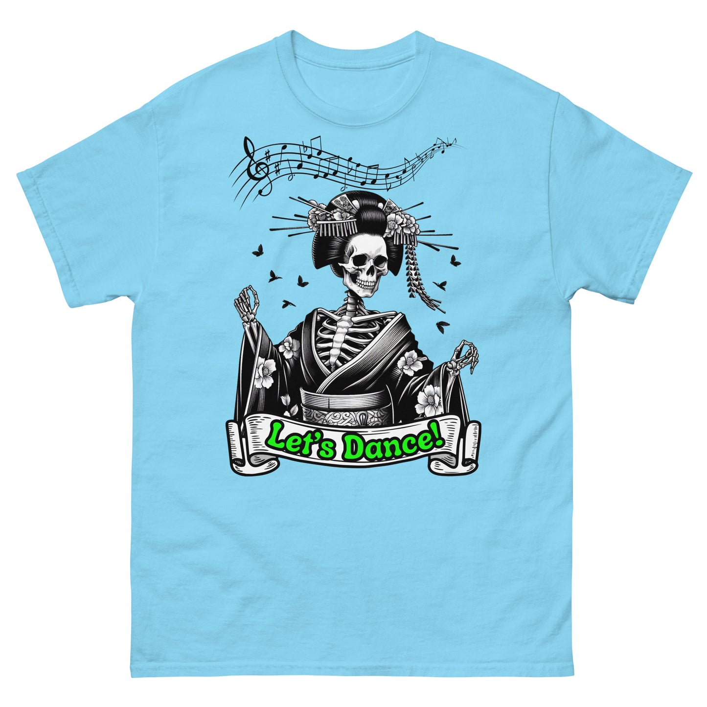 Japanese Dancing Skeleton,  Let's Dance, 100% cotton shirt, classic tee