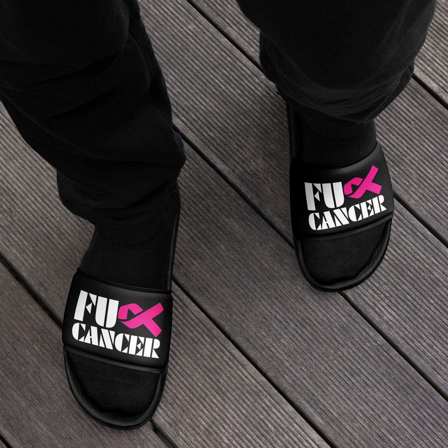 Fuck Cancer, Slippers, Sandals, Black, Men’s slides