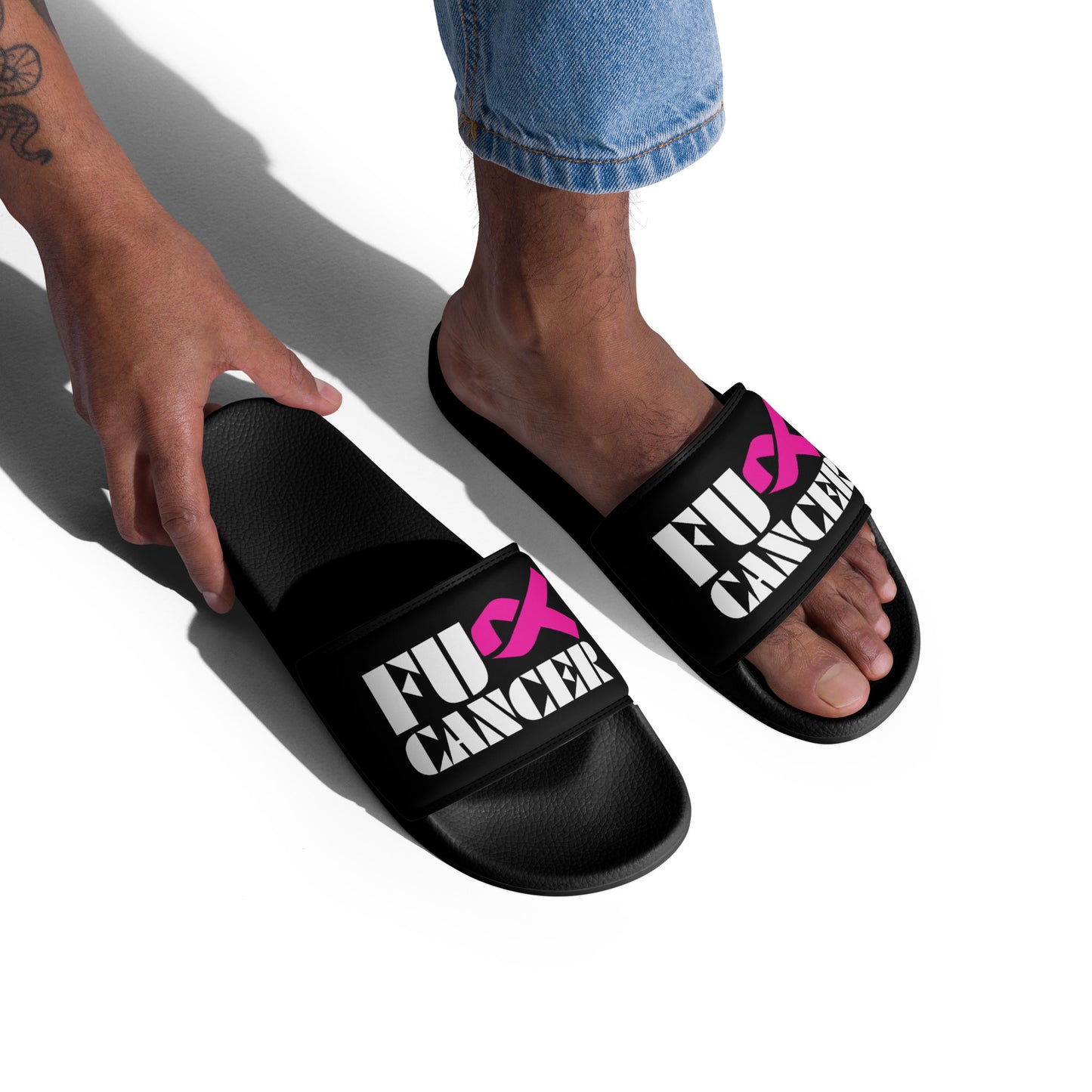 Fuck Cancer, Slippers, Sandals, Black, Men’s slides