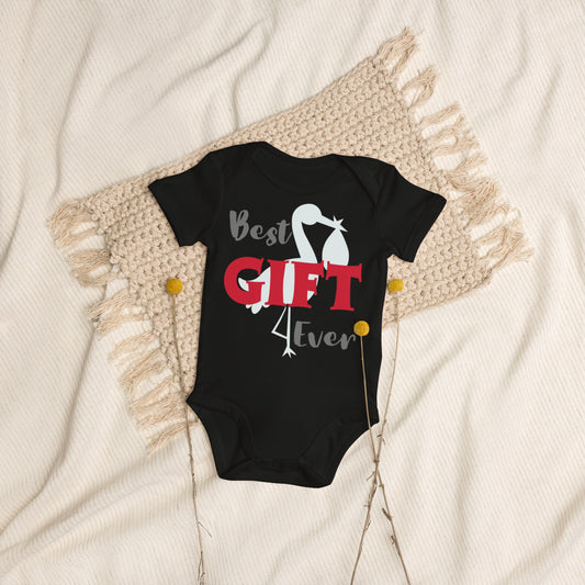 Best Gift Ever Stork with Baby Organic cotton baby bodysuit