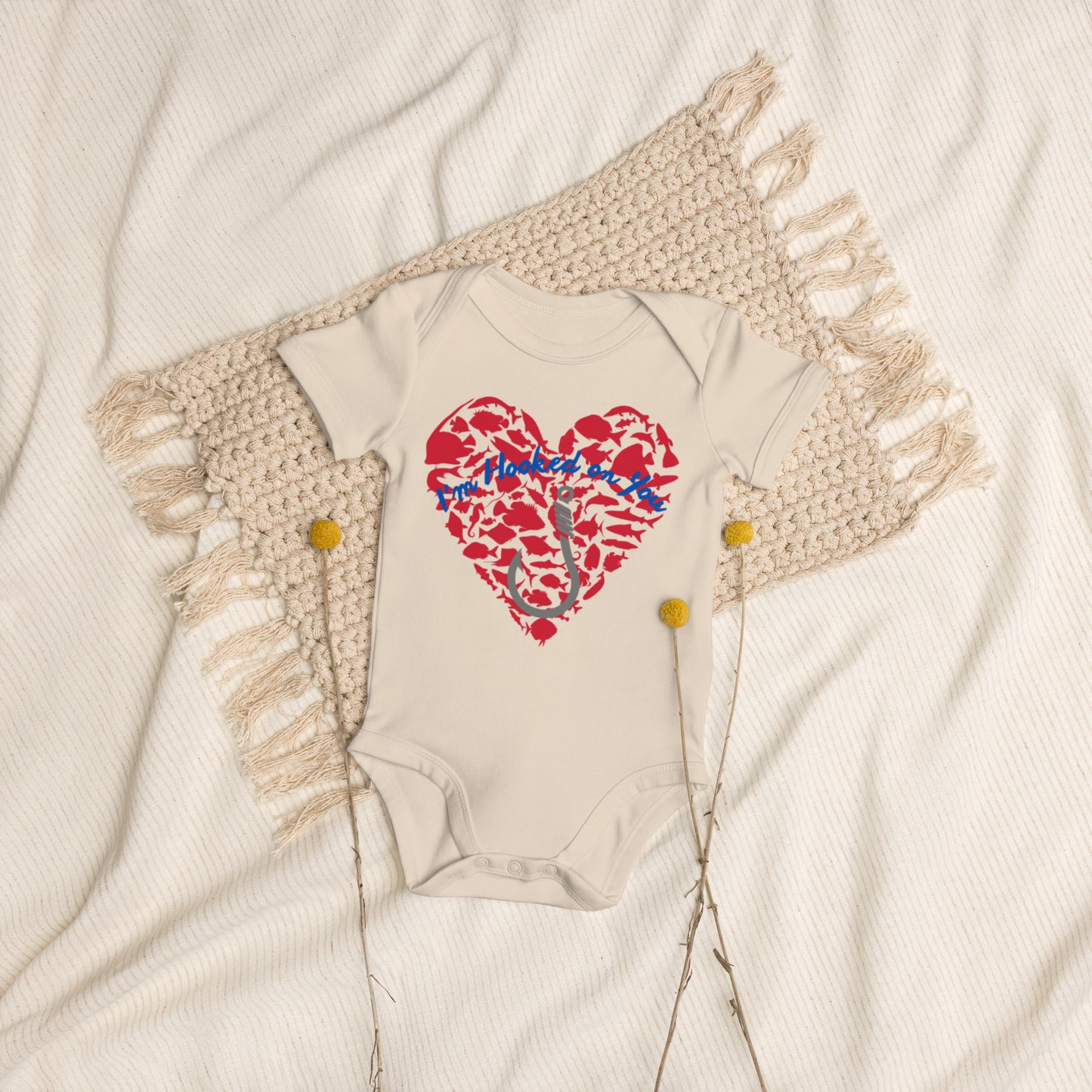 Fishing Love Organic 100% cotton baby bodysuit