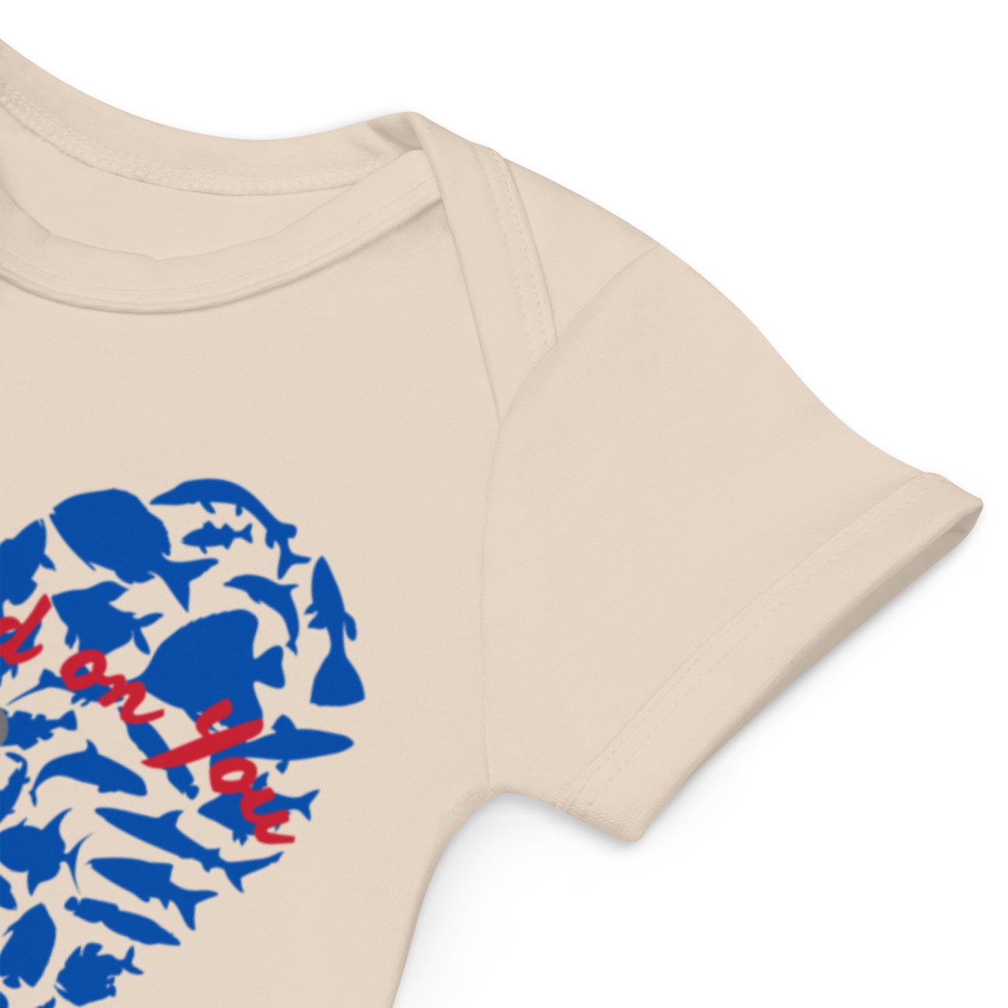 Fishing Love  Blue Organic cotton baby bodysuit
