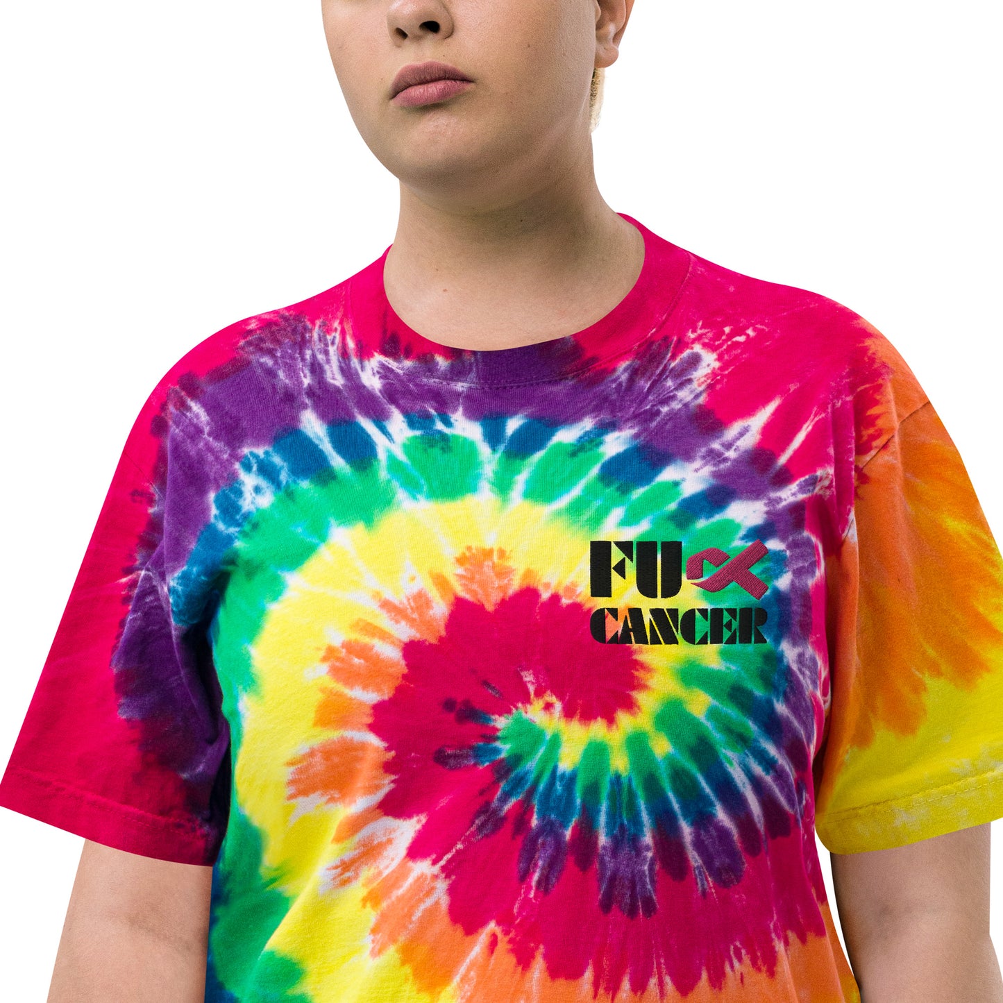 Fuck Cancer, Cancer Survivor Gift,100% US grown cotton, Oversized tie-dye t-shirt