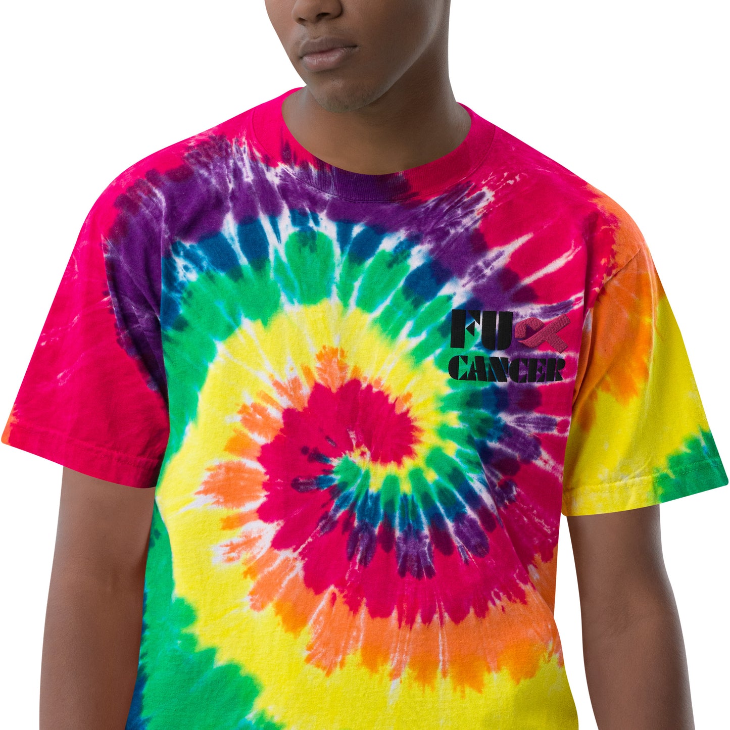 Fuck Cancer, Cancer Survivor Gift,100% US grown cotton, Oversized tie-dye t-shirt
