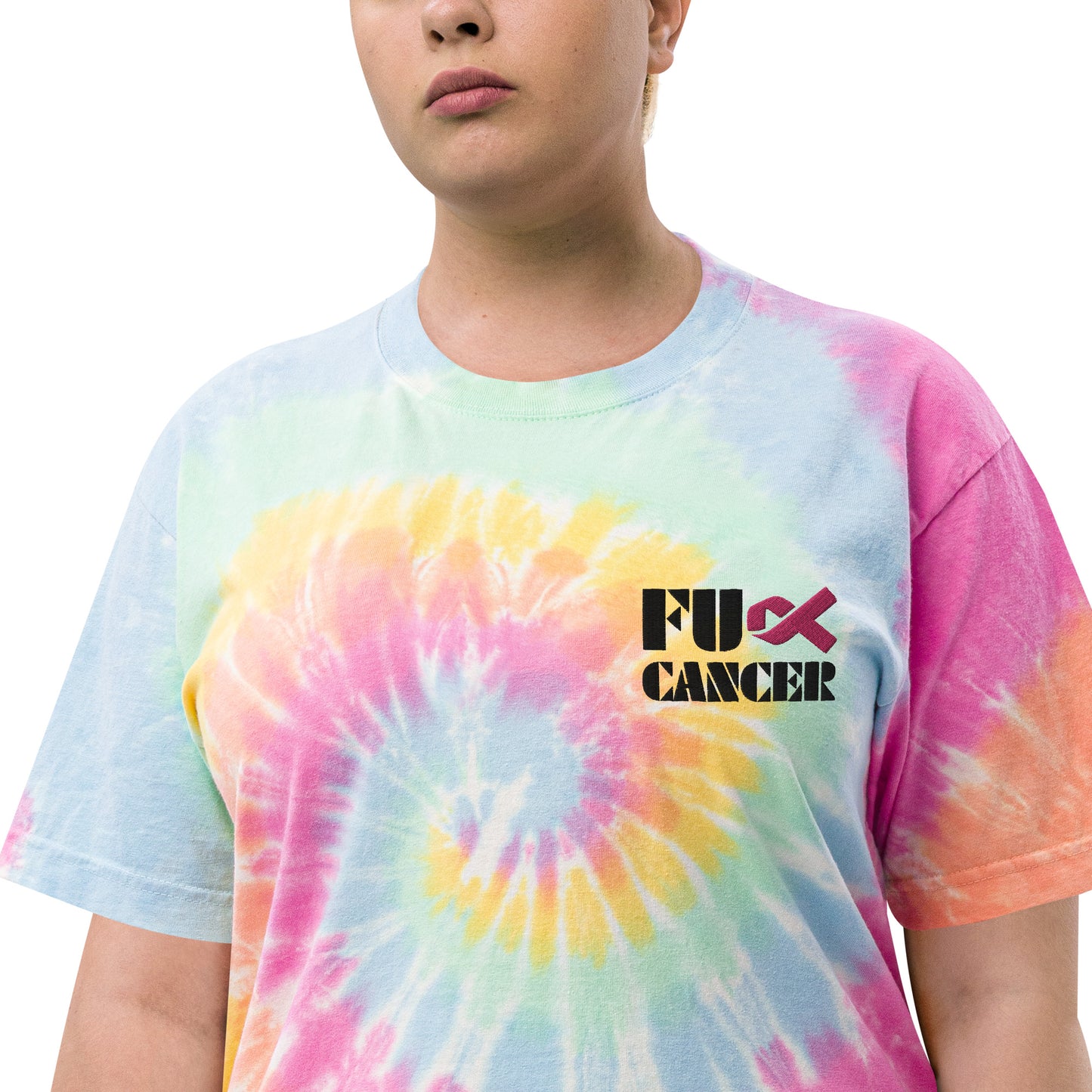 Fuck Cancer, Cancer Survivor Gift,100% US grown cotton, Oversized tie-dye t-shirt