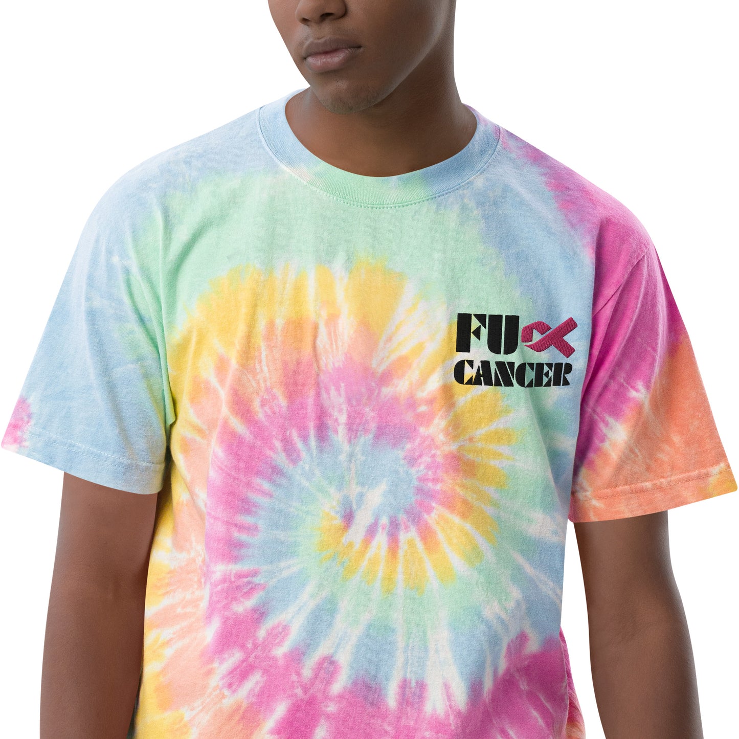 Fuck Cancer, Cancer Survivor Gift,100% US grown cotton, Oversized tie-dye t-shirt