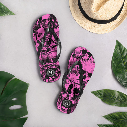 Skull  Pink Flip-Flops
