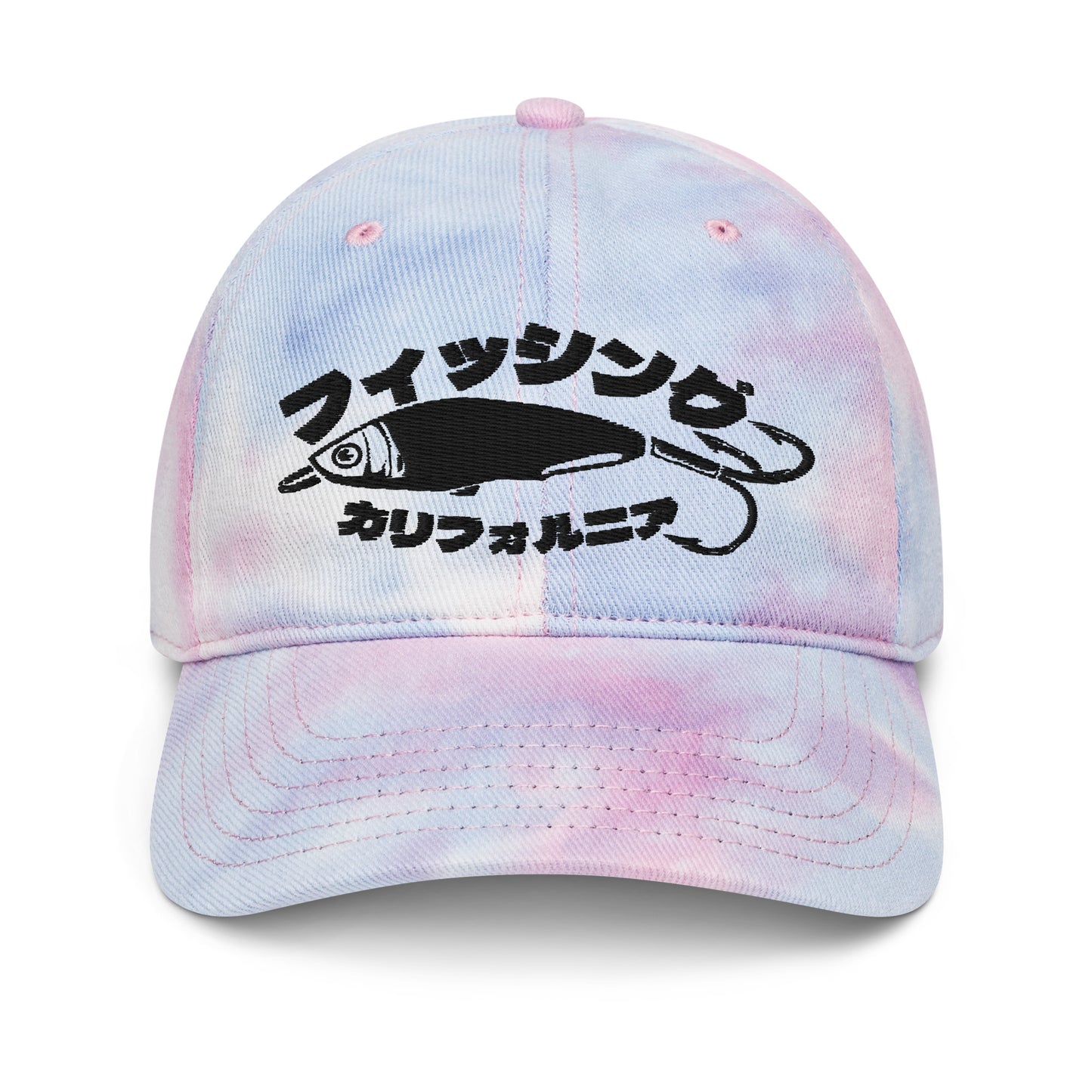 Fishing California, Japanese katakana, Tie dye hat