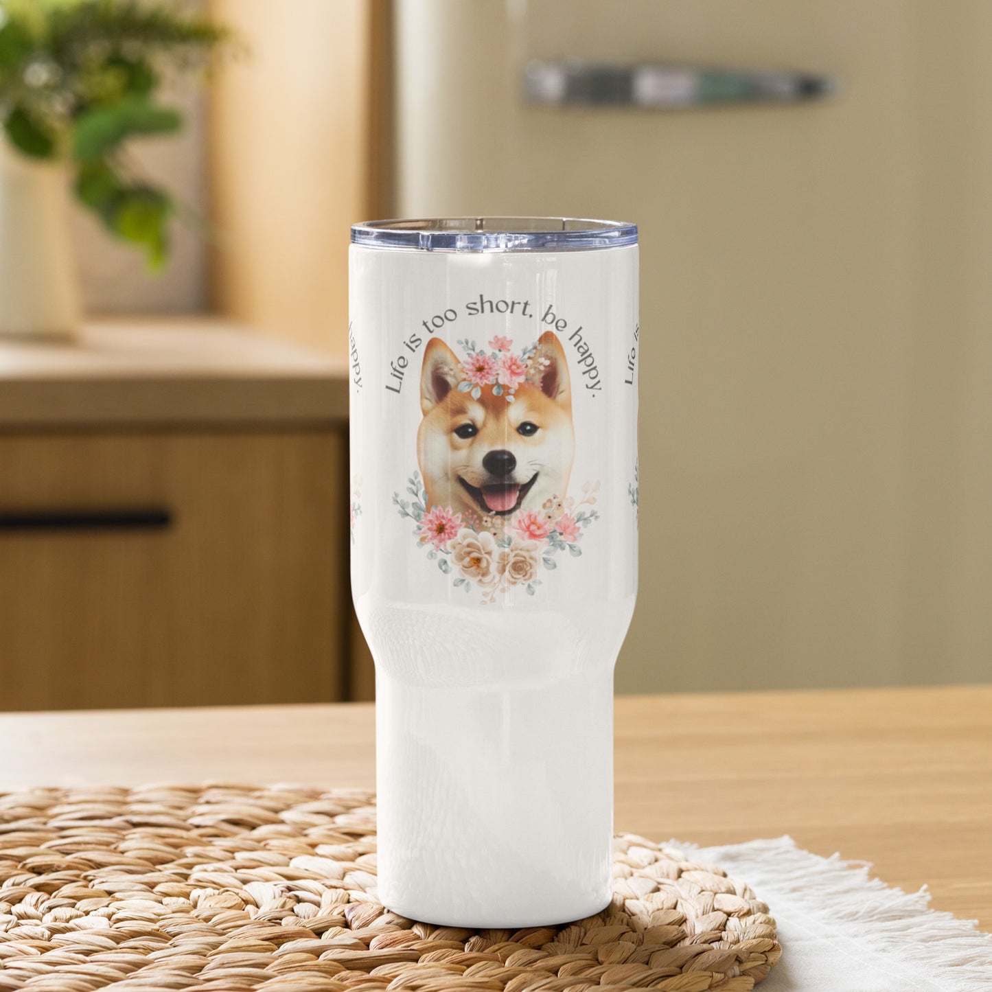 Shiba Ken Travel mug with a handle