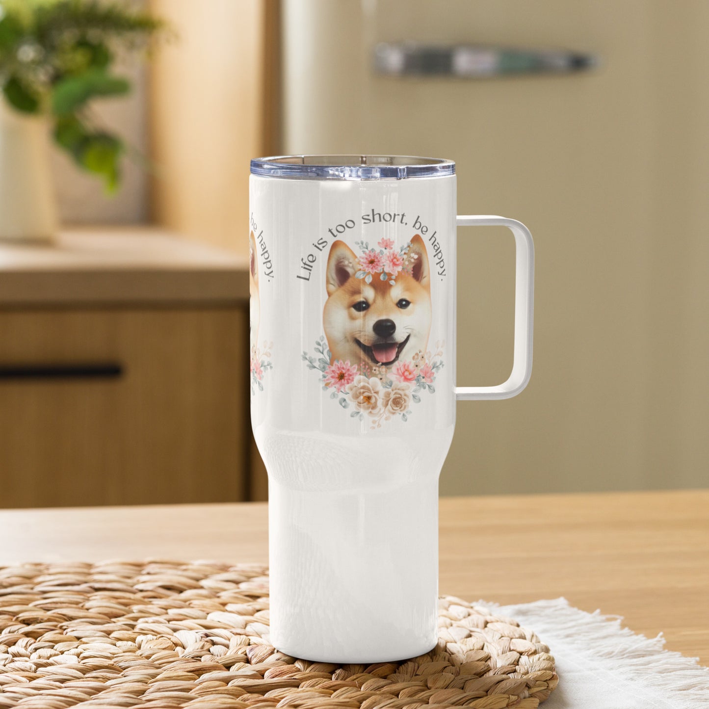 Shiba Ken Travel mug with a handle