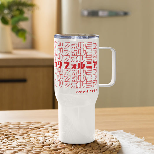 California, Japanese, Katakana, Nihongo, Have a good day Travel mug with a handle
