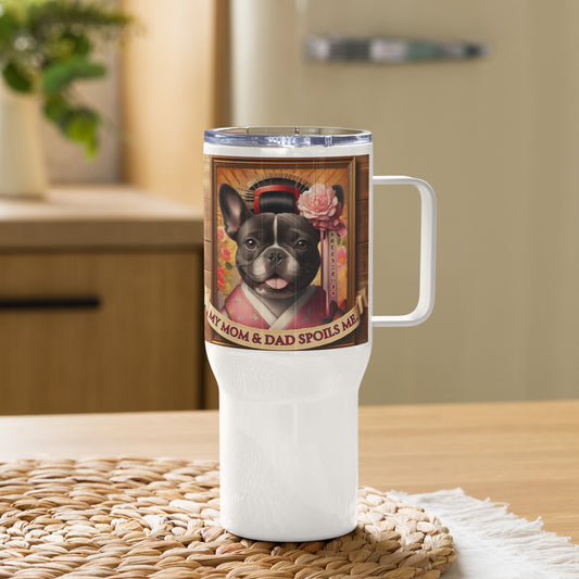 Frenchie Gift ,French bulldog, French bulldog Mom, Kawaii Gift, Frenchie mama, Japanese, kimono, my mom & dad spoils me, Frenchie Travel mug