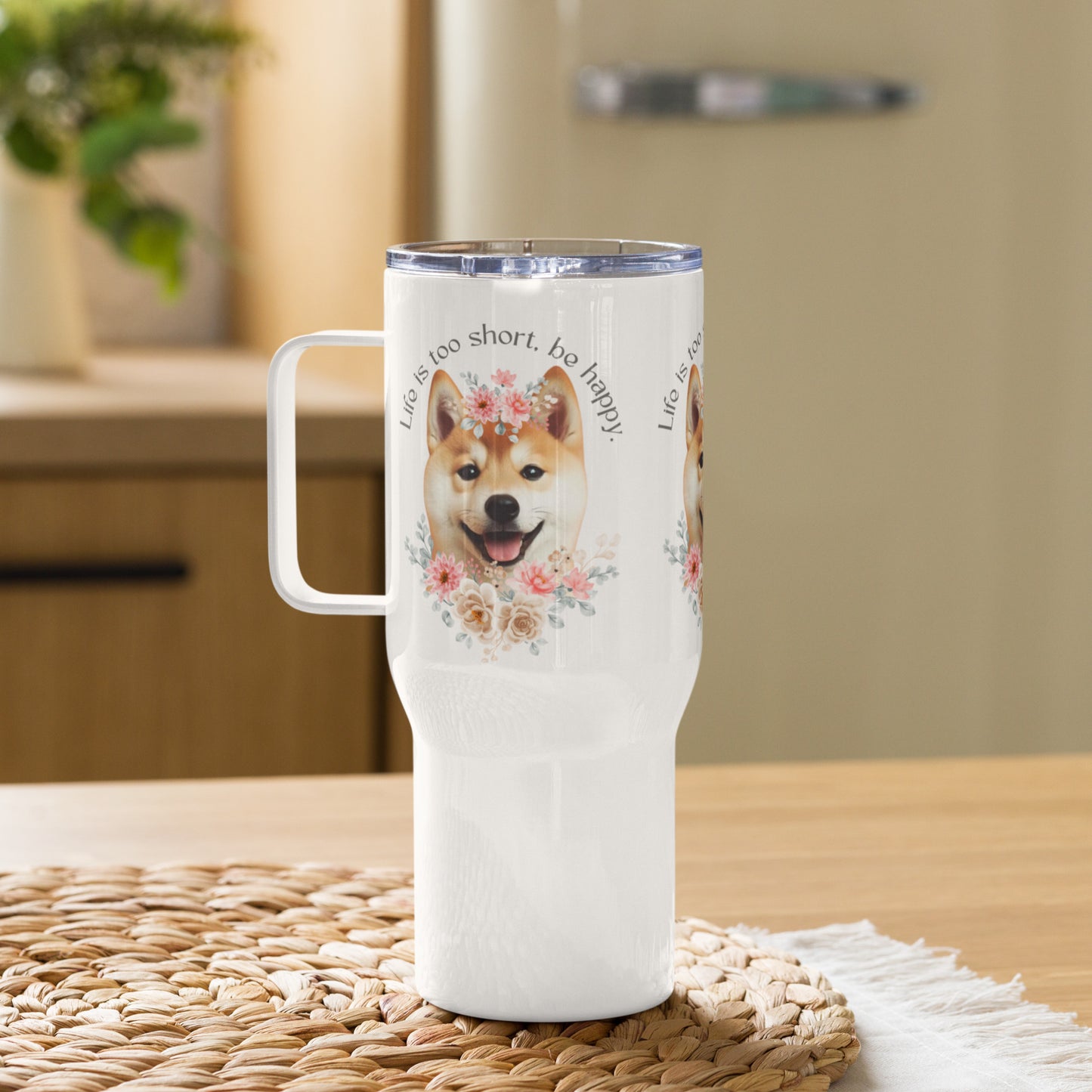 Shiba Ken Travel mug with a handle