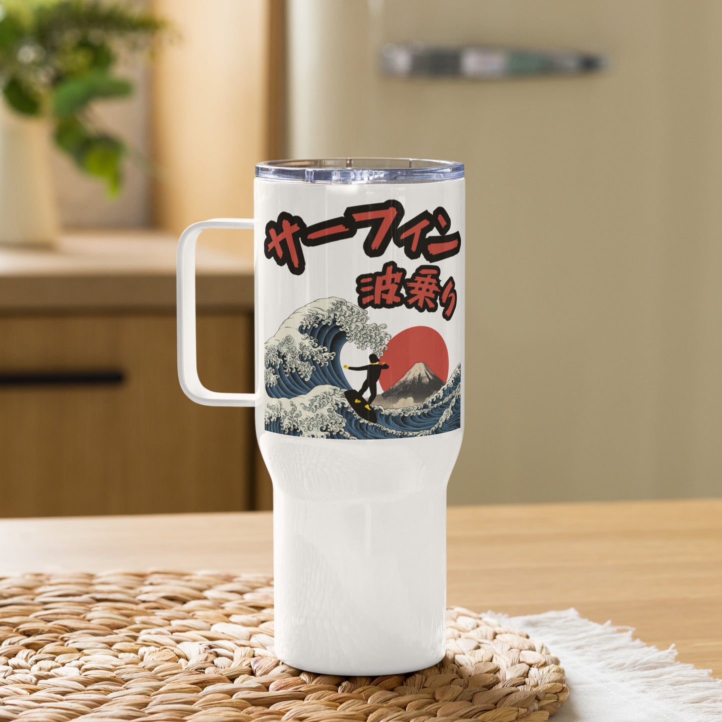 Surfing, Naminori, Travel mug with a handle
