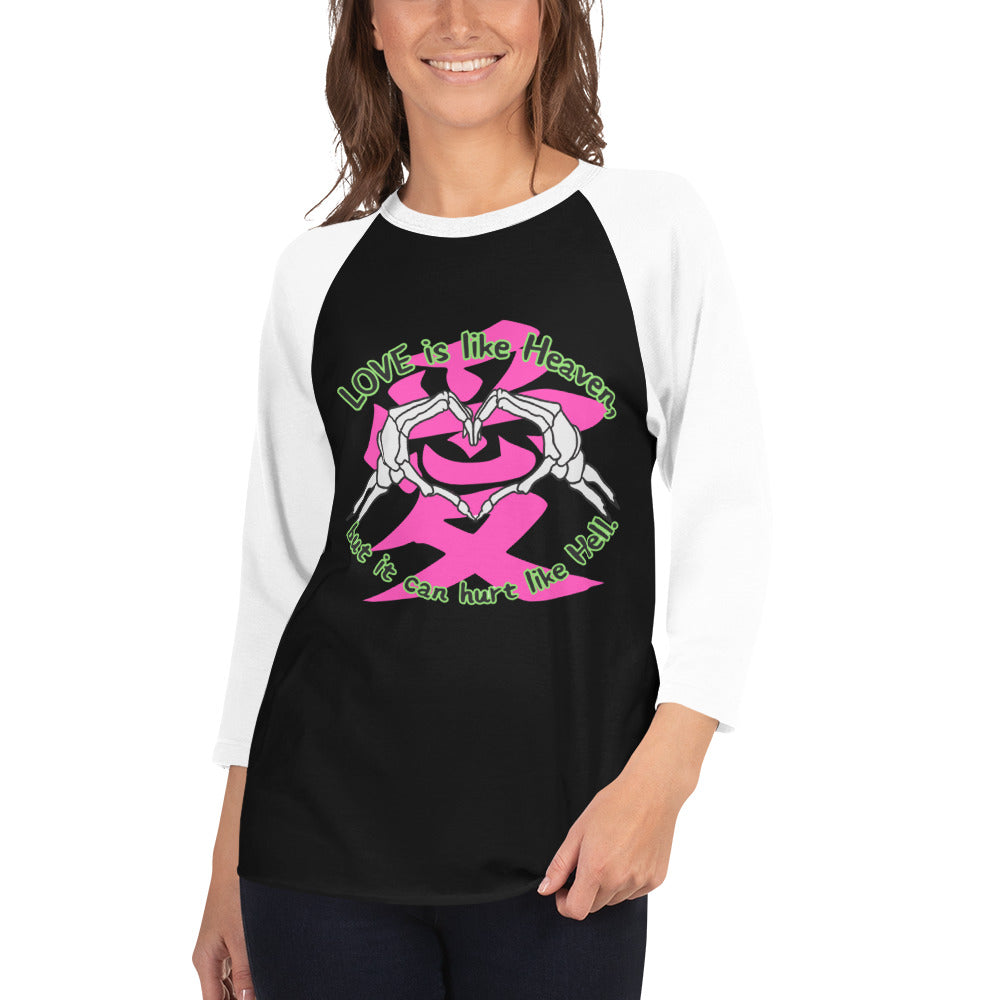 Love is like Heaven, kawaii, ai, 3/4 sleeve raglan shirt
