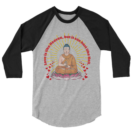 Japanese Buddha , tenjoutenge .3/4 sleeve raglan shirt