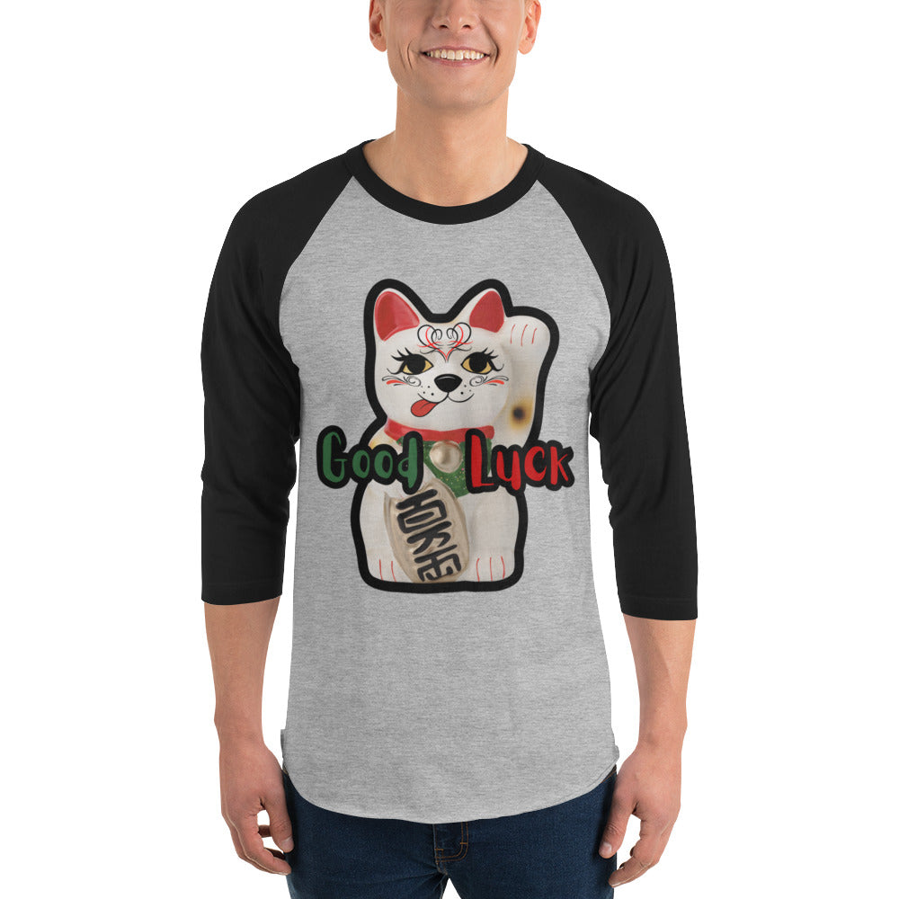 Lucky Cat  Manekineko 3/4 sleeve raglan shirt