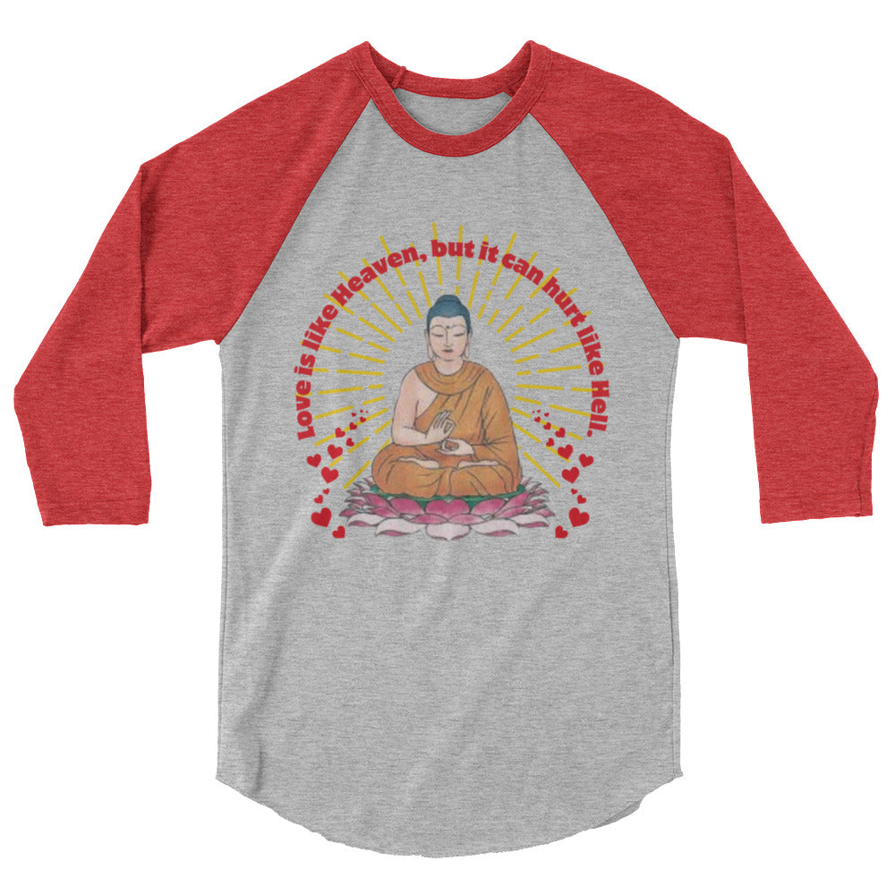 Japanese Buddha , tenjoutenge .3/4 sleeve raglan shirt