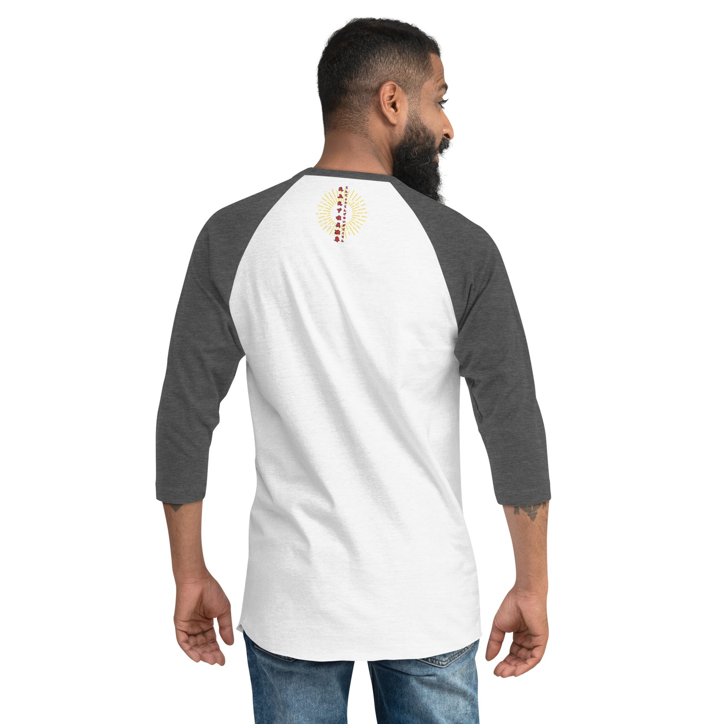 Japanese  Buddha, tenjoutenge  White 3/4 sleeve raglan shirt