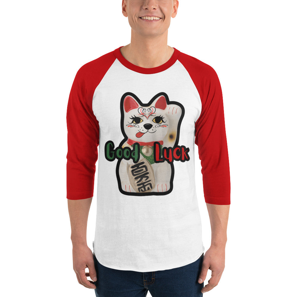 Lucky Cat  Manekineko 3/4 sleeve raglan shirt