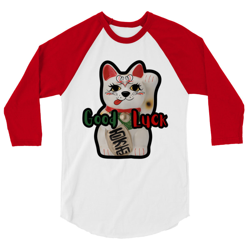 Lucky Cat  Manekineko 3/4 sleeve raglan shirt