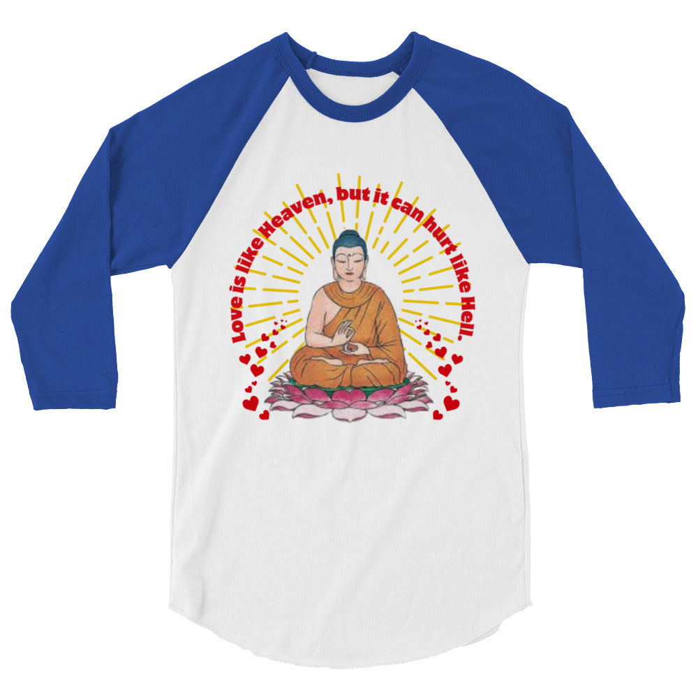 Japanese  Buddha, tenjoutenge  White 3/4 sleeve raglan shirt