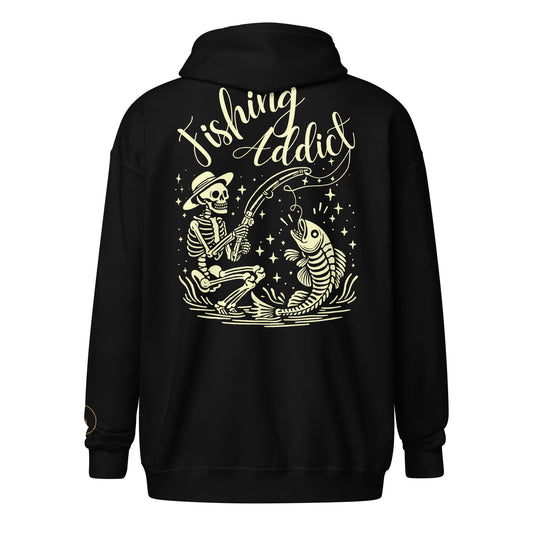 Fishing Straw hat Skeleton, Fishing Tattoo, Fishing Addict, Fishing Gift, Fishing Hoodie, Fishy hoodie, Unisex heavy blend zip hoodie