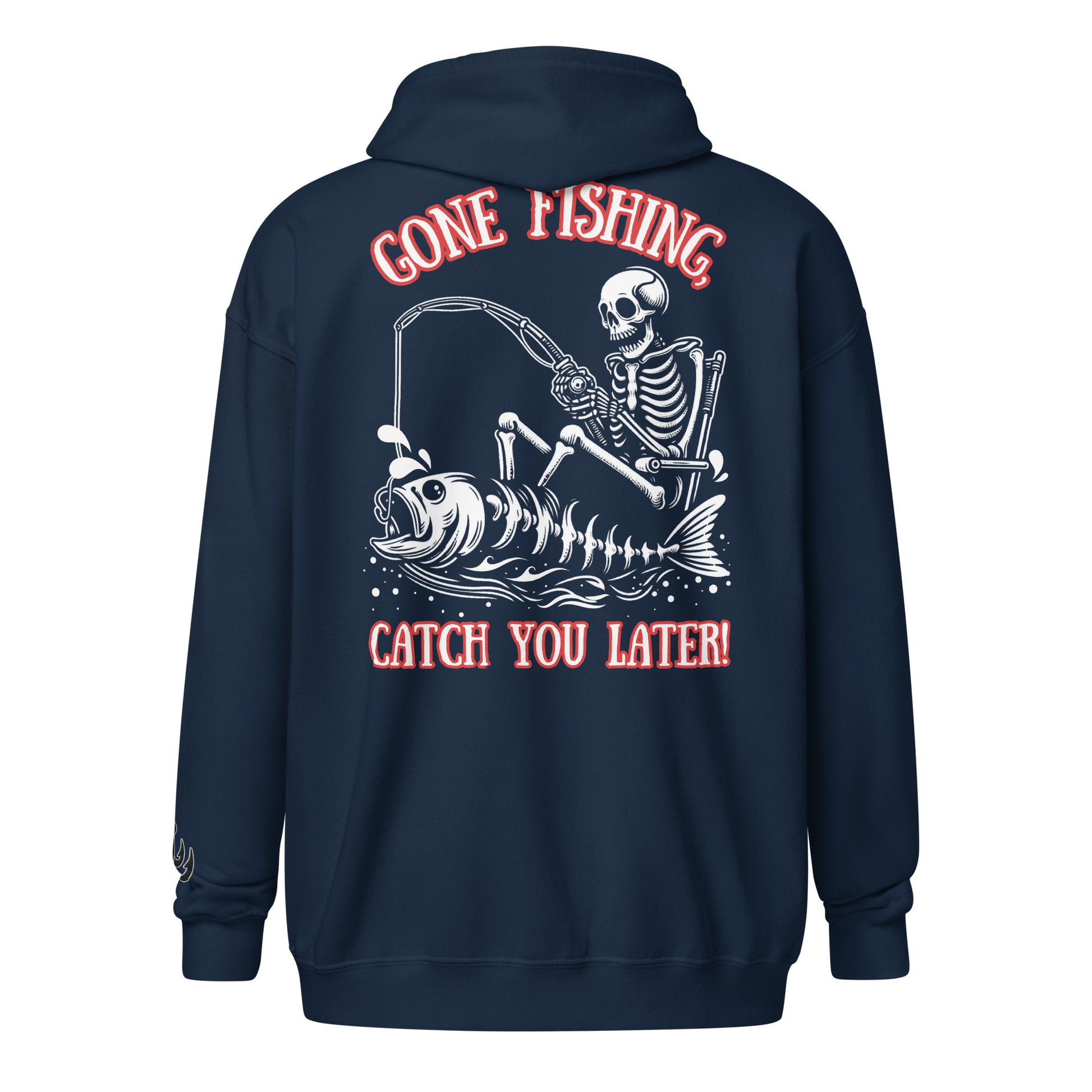 Fishing Skeleton, Skull Fishing Tattoo, Fishing Tuna, Fishing Gifts, Fishing Hoodie for Man, Fishy hoodie, Unisex heavy blend zip hoodie