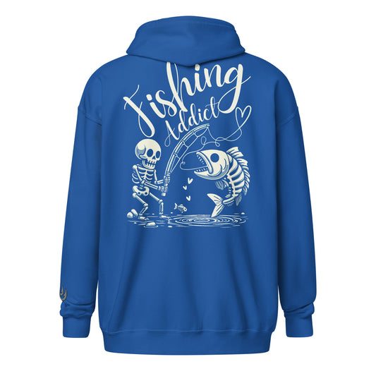 Fishing Skeleton, Fishing Tattoo, Fishing Addict, Fishing Gifts, Fishing Hoodie, Fishy hoodie, Husband Hoodie, Dad Gift, Unisex zip hoodie