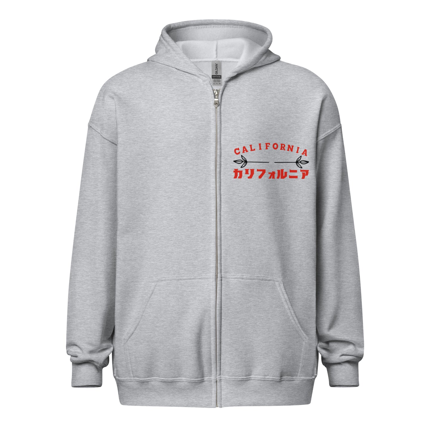 California, Grizzly Bear, Japanese, Katakana, Unisex heavy blend zip hoodie