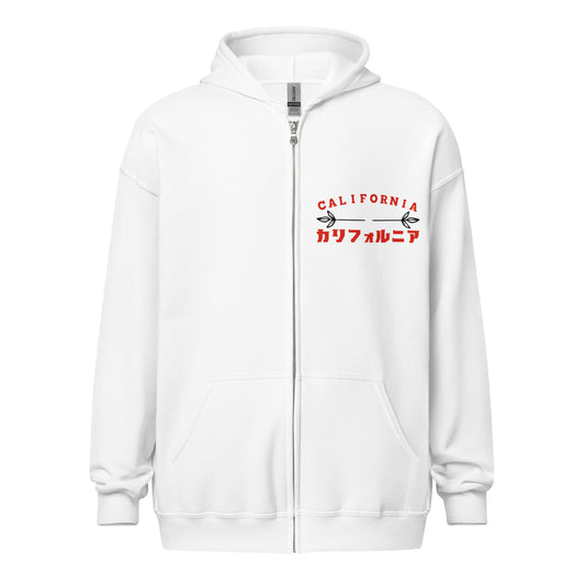 California, Grizzly Bear, Japanese, Katakana, Unisex heavy blend zip hoodie