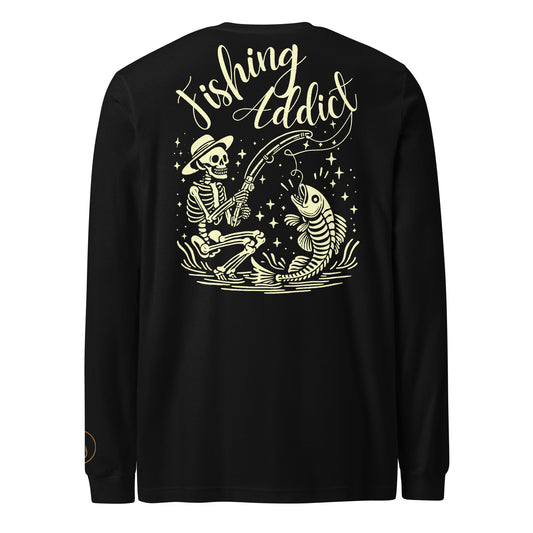 Fishing Straw hat Skeleton, Fishing Tattoo, Fishing Addict, Fishing Gift, Fishing Hoodie, Fishy hoodie, Dad Gift, Unisex Long Sleeve Tee