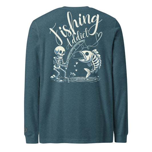 Fishing Skeleton, Fishing Tattoo, Fishing Addict, Fishing Gifts, Fishing Hoodie, Fishy hoodie, Husband Hoodie, Dad Gift,  Long Sleeve Tee