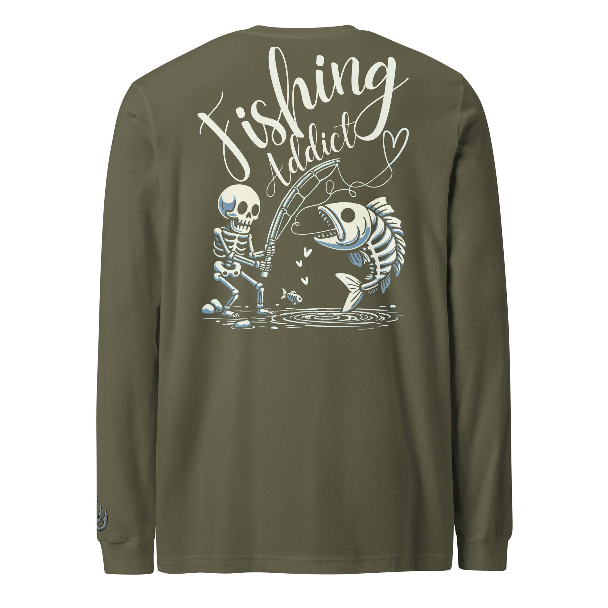 Fishing Skeleton, Fishing Tattoo, Fishing Addict, Fishing Gifts, Fishing Hoodie, Fishy hoodie, Husband Hoodie, Dad Gift,  Long Sleeve Tee