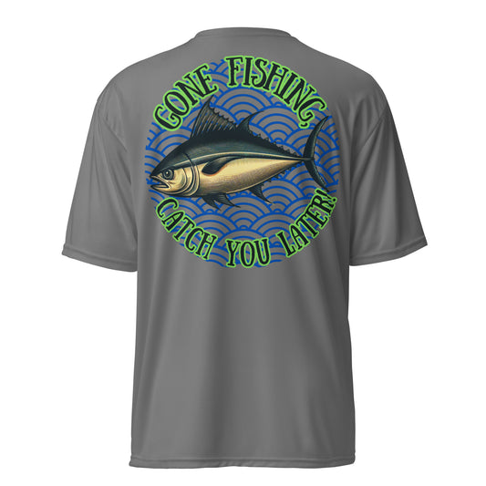 Fishing, Fishing Dad, Gone Fishing, Tuna Fishing, fishing lure, kawaii, father's day gift, Best Gift For Dad, Unisex performance crew neck t-shirt