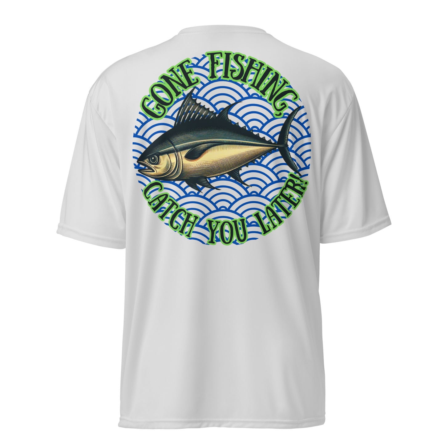 Fishing, Fishing Dad, Gone Fishing, Tuna Fishing, fishing lure, kawaii, father's day gift, Best Gift For Dad, Unisex performance crew neck t-shirt