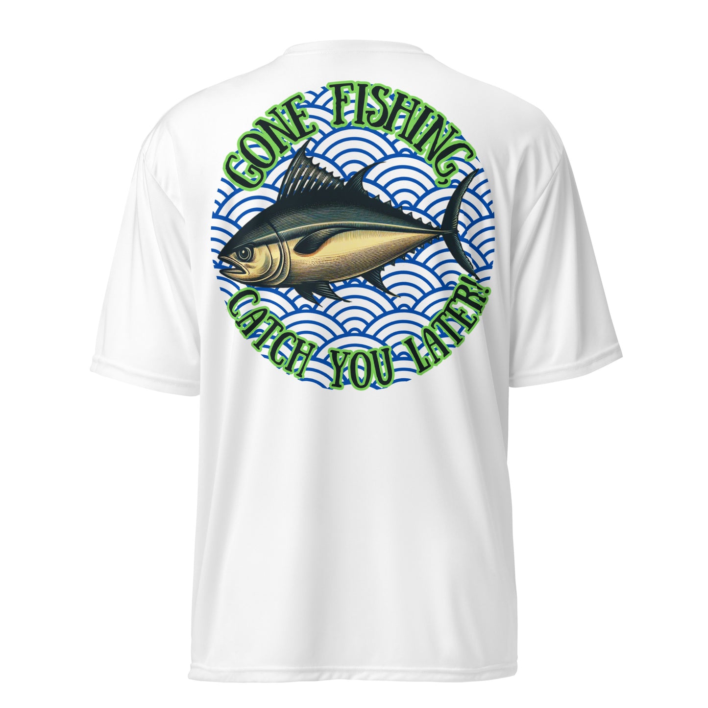 Fishing, Fishing Dad, Gone Fishing, Tuna Fishing, fishing lure, kawaii, father's day gift, Best Gift For Dad, Unisex performance crew neck t-shirt