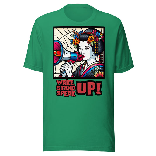 Wake Up Stand Up Speak Up, Geisha, LGBTQ, Gay pride, Against Bullying Tee, Protest shirt, Human Rights, Advocacy Top, kawaii, 