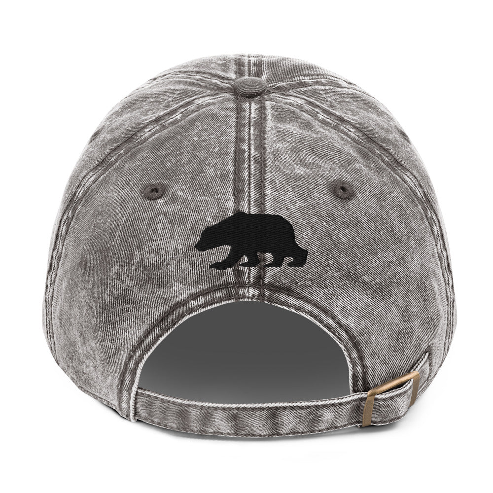 California Grizzly Bear Japanese Katakana Vintage Cotton Twill Cap