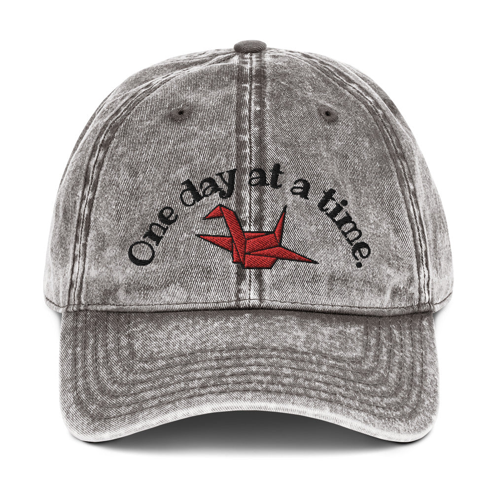ORIGAMI, Orizuru, Crane, Japanese Vintage Cotton Twill Cap