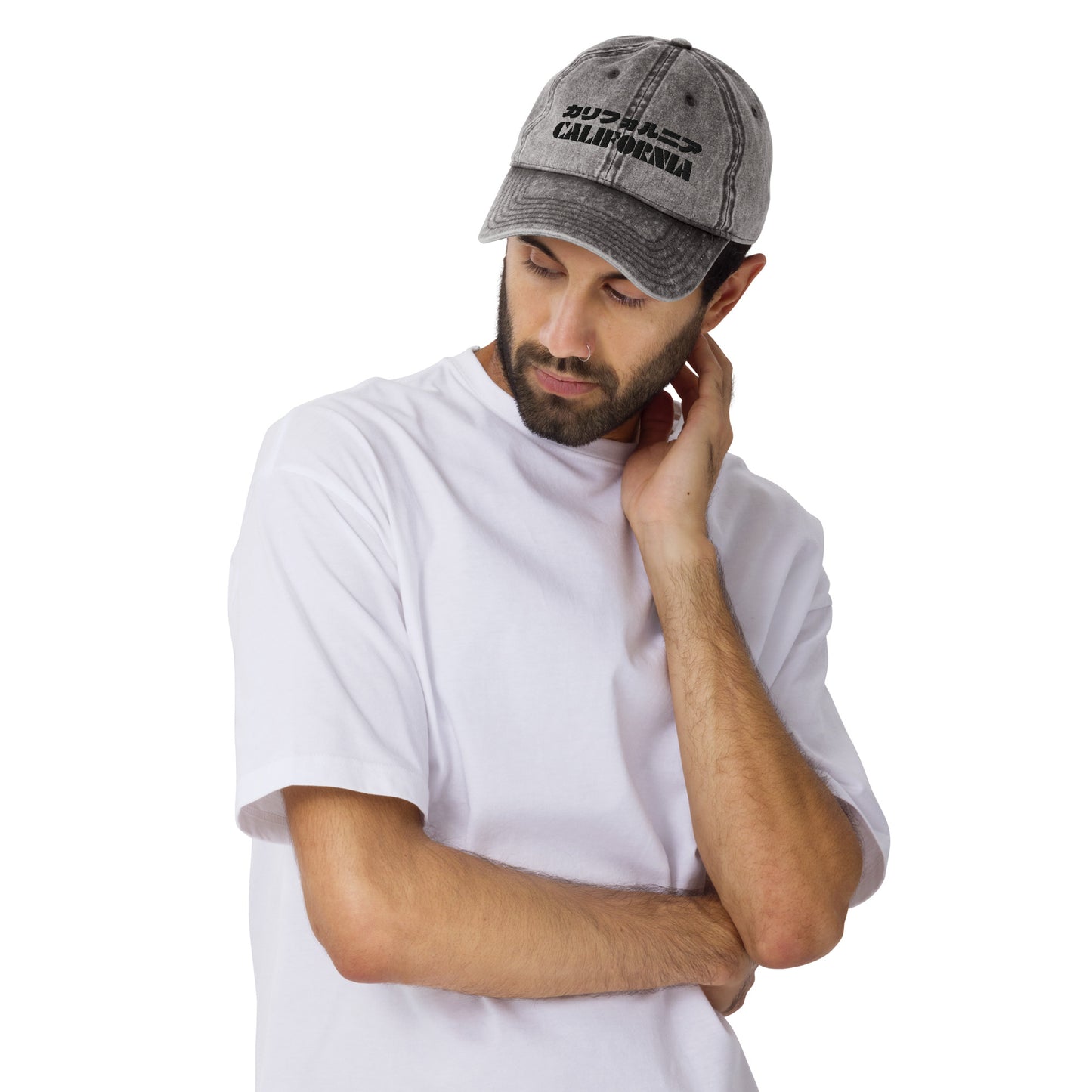 California Grizzly Bear Japanese Katakana Vintage Cotton Twill Cap
