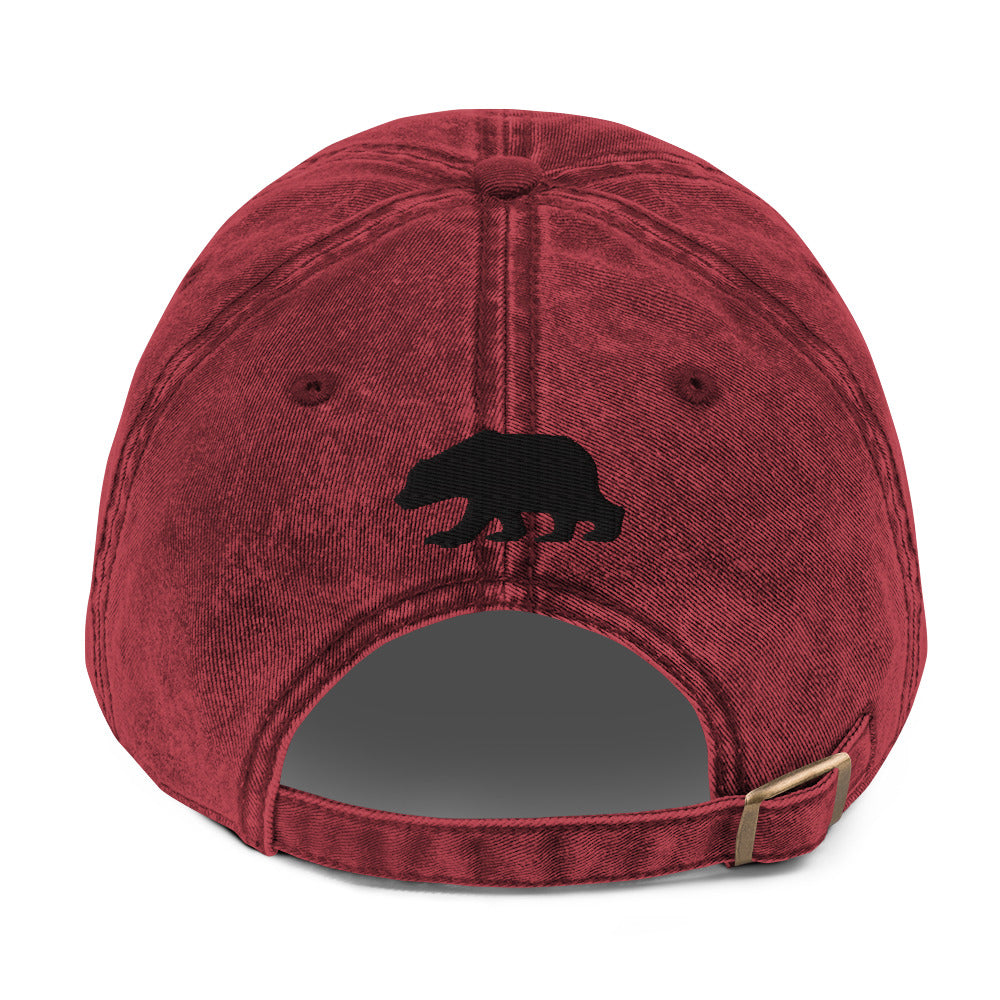 California Grizzly Bear Japanese Katakana Vintage Cotton Twill Cap