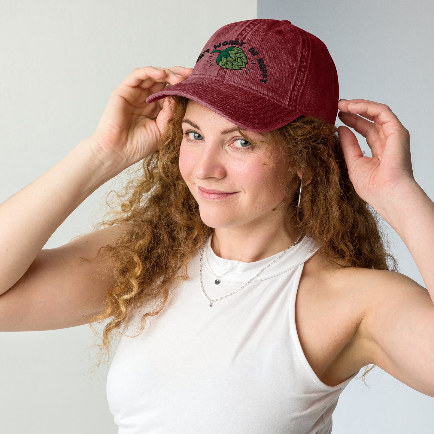 Don’t worry, be hoppy, Beer, Vintage Cotton Twill Cap