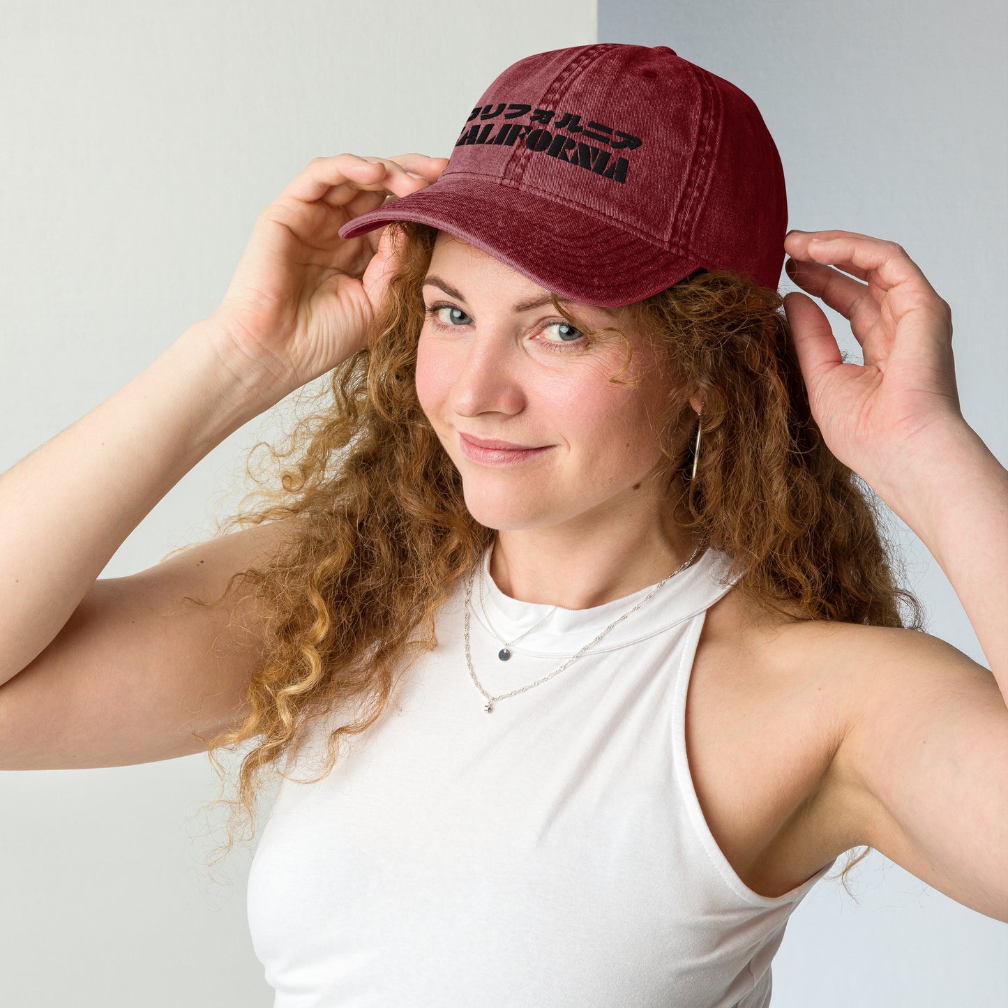 California Grizzly Bear Japanese Katakana Vintage Cotton Twill Cap