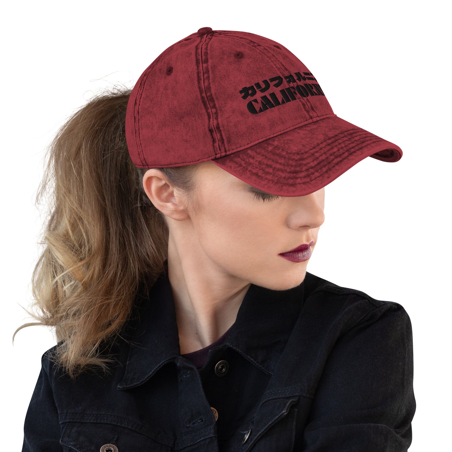 California Grizzly Bear Japanese Katakana Vintage Cotton Twill Cap