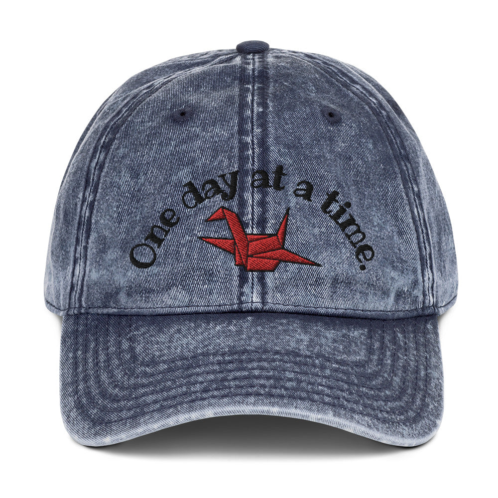 ORIGAMI, Orizuru, Crane, Japanese Vintage Cotton Twill Cap